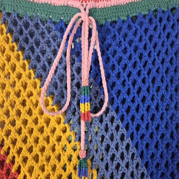 NWT Farm Rio Diagonal Stripes Crochet Midi Skirt Size M Boho Beach Coverup  $215 - Picture 5 of 12